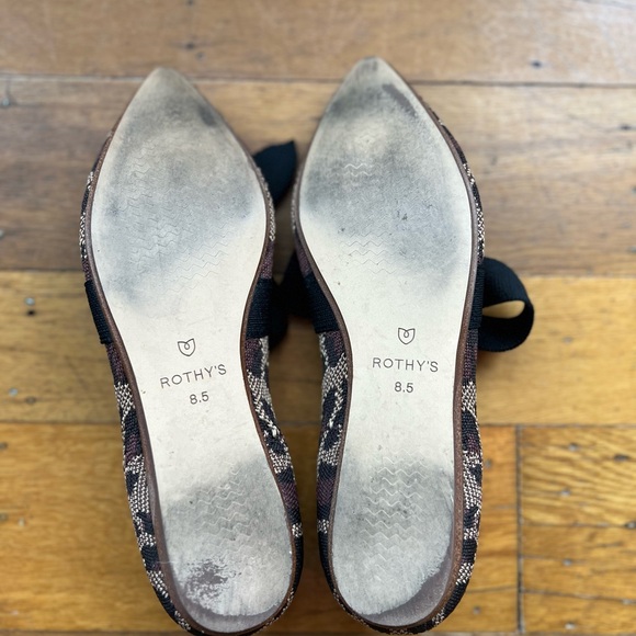 Rothy's Black and Brown Patterned Flats with Bow - Picture 4 of 4